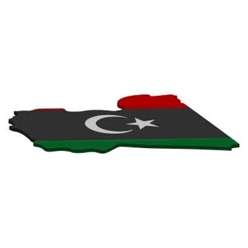 Map of Libya - 3D flag Stock Illustration