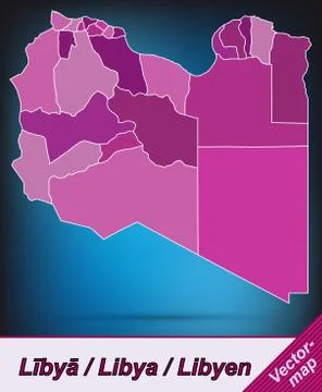Map of libya with borders in violet Stock Illustration