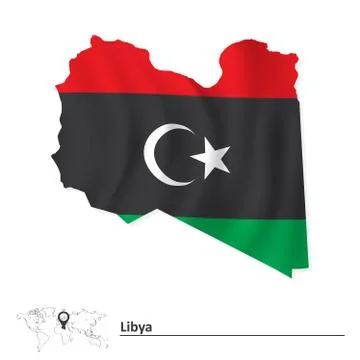 Map of Libya with flag Stock Illustration