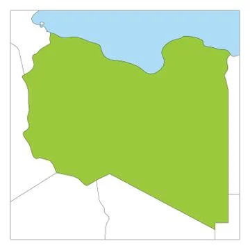 Map of Libya green highlighted with neighbor countries Stock Illustration