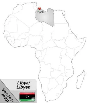 Map of libya with main cities in gray Stock Illustration