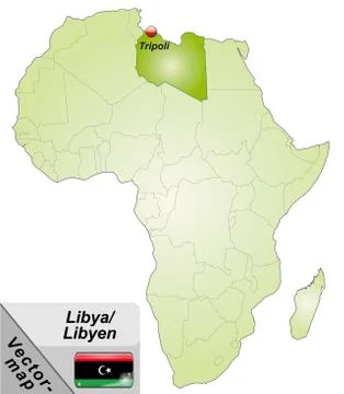 Map of libya with main cities in green Stock Illustration