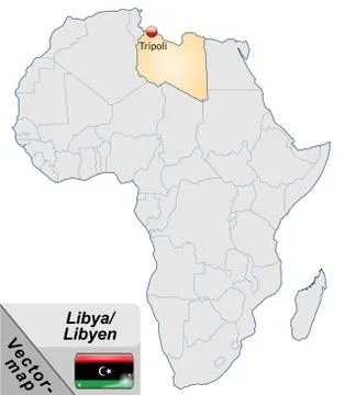 Map of libya with main cities in pastel orange Stock Illustration