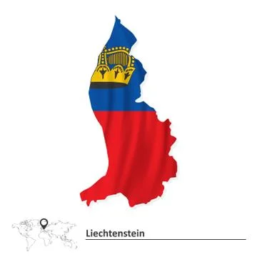 Map of Liechtenstein with flag Illustrazione stock