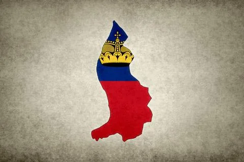 Map of Liechtenstein with its flag on a paper Stock Illustration