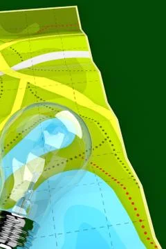 Map with light bulb Stock Illustration