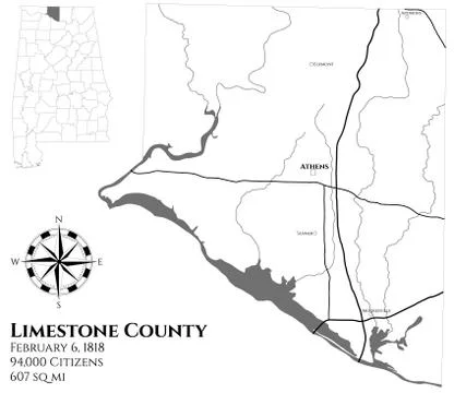 Map of Limestone County in Alabama Stock Illustration