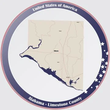 Map of Limestone County in Alabama Stock Illustration