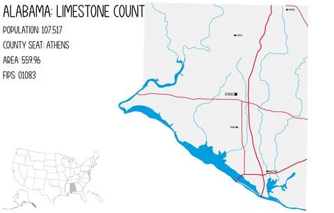 Map of Limestone county in Alabama, USA. Stock Illustration