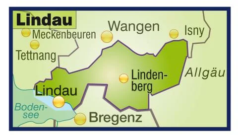 Map of lindau as an overview map in green Stock Illustration
