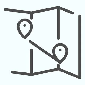 Map line icon. Atlas with two pointers vector illustration isolated on white Stock Illustration