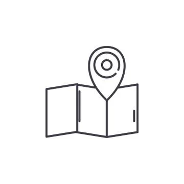 Map line icon concept. Map vector linear illustration, symbol, sign Stock Illustration