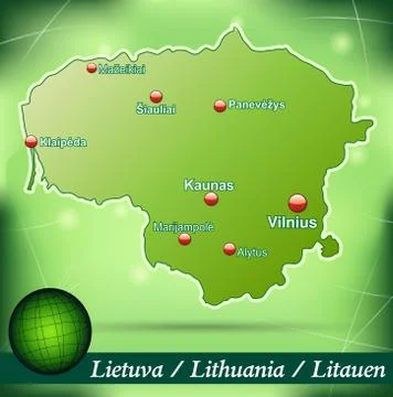 Map of lithuania with abstract background in green Stock Illustration