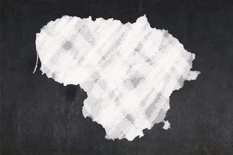 Map of Lithuania drawn on a blackboard Stock Illustration