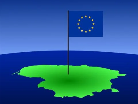 Map of lithuania with flag Stock Illustration