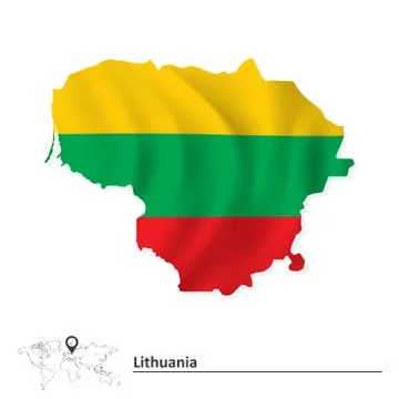 Map of Lithuania with flag Stock Illustration
