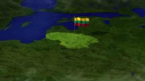 Map of Lithuania with Lithuanian flag Stock Footage 231398781