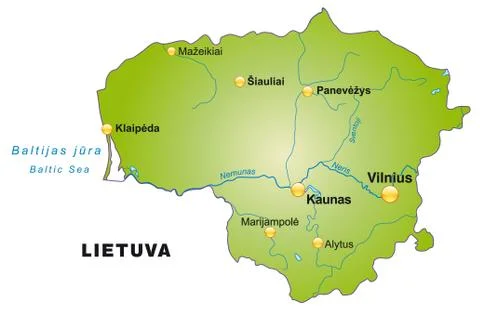 Map of lithuania as an overview map in green Stock Illustration