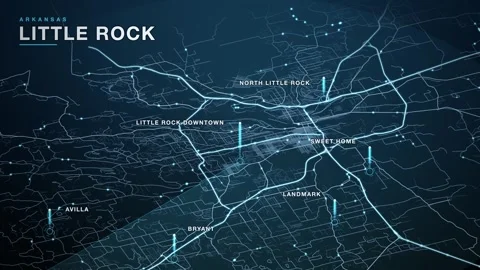 Map of Little Rock Stock Footage 340890665