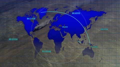On map loading, arcs animating across re... | Stock Video | Pond5