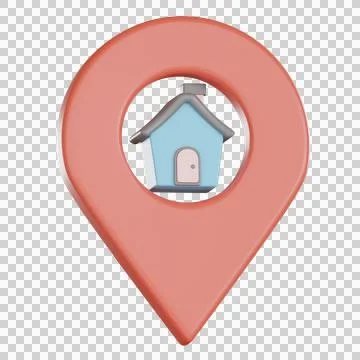 Map location 3d icon home marker in soft pastel style Illustrazione stock