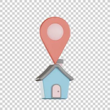 Map location 3d icon home pin marker minimal style Stock Illustration