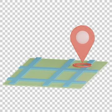 Map location 3d icon marks place on grid softly Stock Illustration