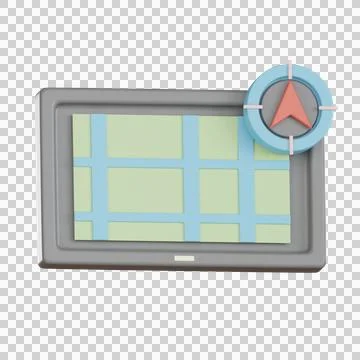 Map location 3d icon for simple navigation app UI Stock Illustration