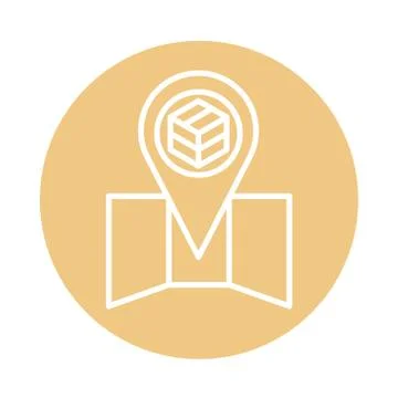 Map location box cargo shipping delivery block style icon Illustrazione stock