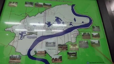 Map of the location of the estuary jambi temple Indonesia Stock Footage 119675481