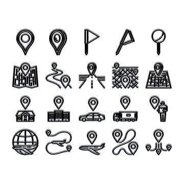 Map location gps navigation pin icons vector set Stock Illustration