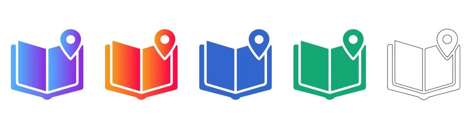 Map Location Guide Icons Set Stock Illustration