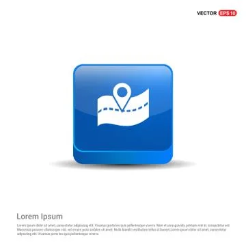 Map location icon - 3d Blue Button Stock Illustration