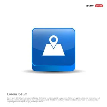 Map location icon - 3d Blue Button Stock Illustration