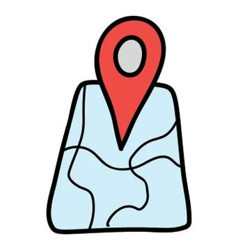 Map location icon also known as gps, doodle vector Illustrazione stock