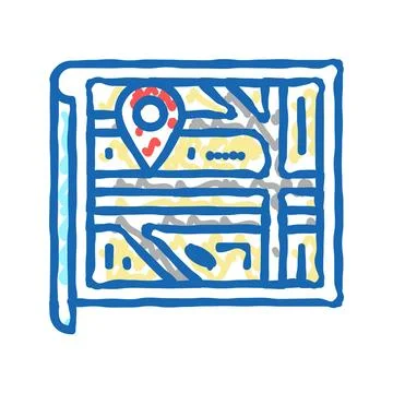 Map location icon doodle illustration Illustrazione stock