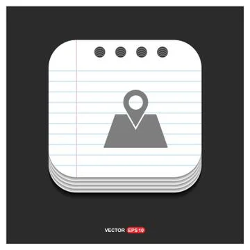 Map location icon Gray icon on Notepad Style template Vector EPS 10 Free Icon イラスト素材