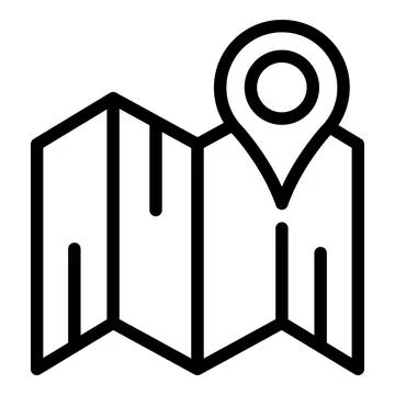 Map location icon, outline style Illustrazione stock