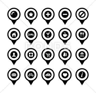 Map location markers, pointers vector buttons set Stockillustratie