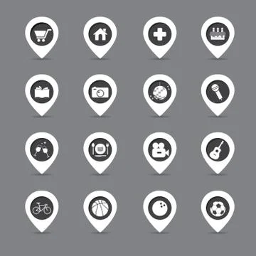 Map location markers, pointers vector Stock Illustration