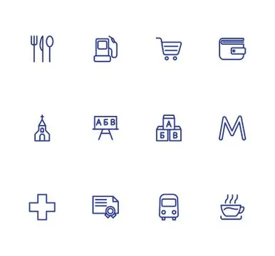 Map location markers, pointers vector simple icons set. Stock Illustration
