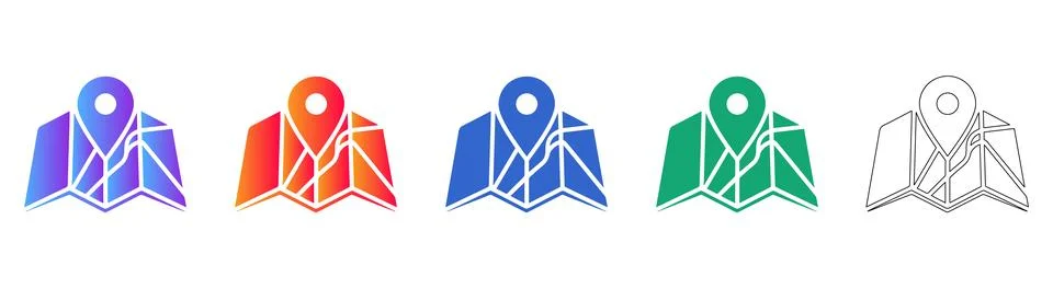 Map Location Navigation Icons Ilustração Stock