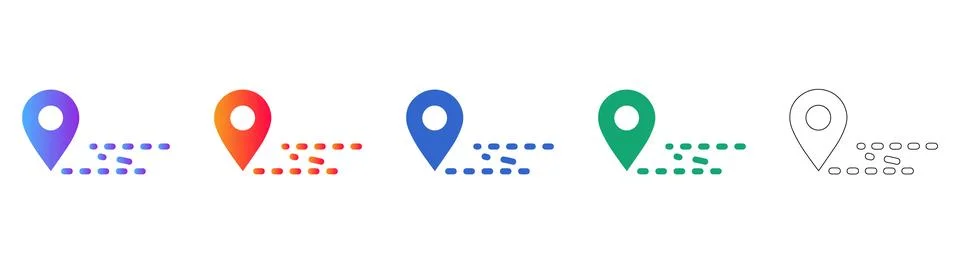 Map Location Path Tracking Icon Set Ilustração Stock