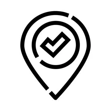 Map location pin with check mark icon Illustrazione stock