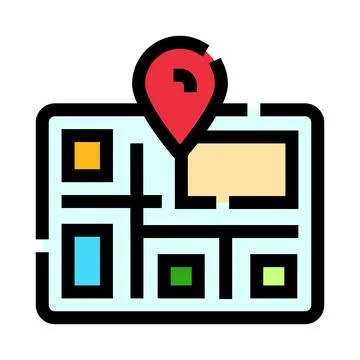 Map with location pin finding destination address Stock Illustration
