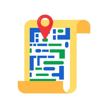 Map with location pin flat illustration representing navigation 스톡 일러스트