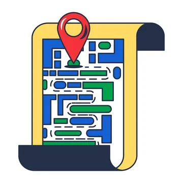 Map with location pin flat illustration representing navigation 스톡 일러스트