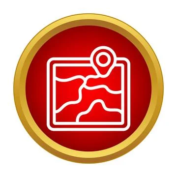 Map with location pin icon finding route Illustrazione stock