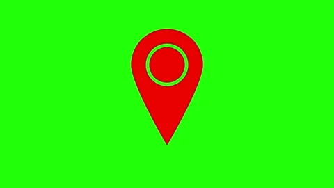 Map, Location Pin Icon on Green Background Stock Footage 296194349