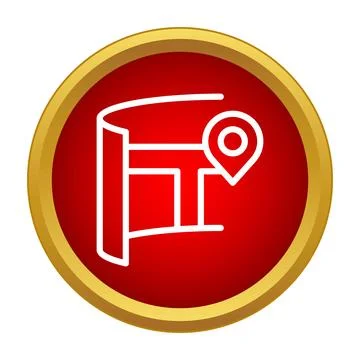 Map with location pin icon on red button イラスト素材